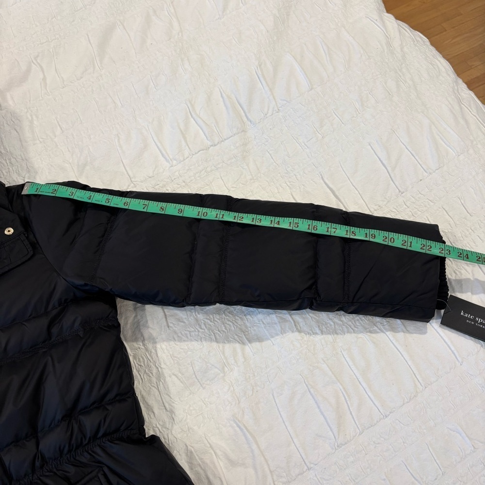 NWT Kate Spade New York Quilted Long Down Parka With Bib, Black Size Small - Picture 11 of 16